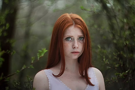 ผู้หญิงนางแบบหน้าแดงฝ้ากระป่า, วอลล์เปเปอร์ HD HD wallpaper