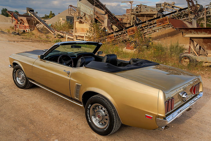 1969, cars, convertible, ford, mustang, HD wallpaper