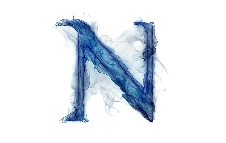lettre bleue n avec fumée, fumée, gaz, lettre, Litera, Fond d'écran HD