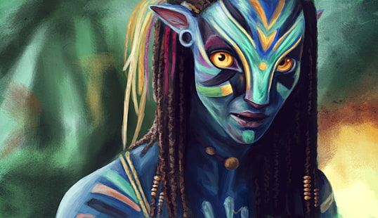 Avatar, Neytiri, art, Zoe Saldana, James Cameron, HD wallpaper HD wallpaper