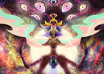 trippy, psychedelic, eyes, colorful, HD wallpaper HD wallpaper