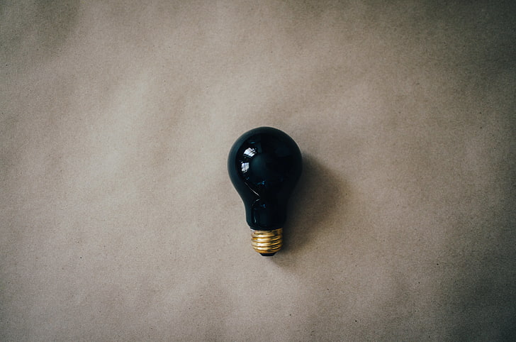 black light bulb, lamp, black, glass, HD wallpaper