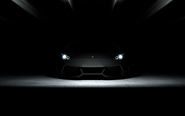 veicolo, Lamborghini, supercar, buio, fari, Sfondo HD