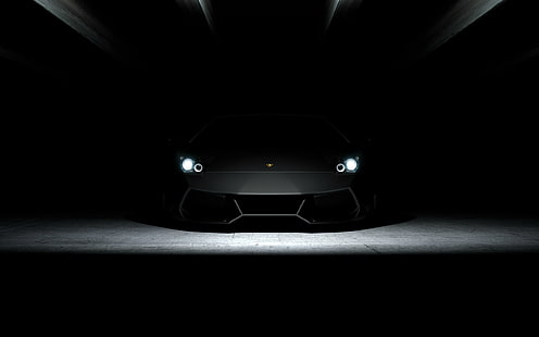 veicolo, Lamborghini, supercar, buio, fari, Sfondo HD HD wallpaper