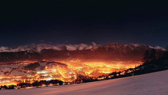 Himmel, Natur, Zakopane, Nacht, Gebirge, Schnee, Polen, Wolke, Europa, Berg, Horizont, Hohe Tatra, Winter, Abend, HD-Hintergrundbild HD wallpaper
