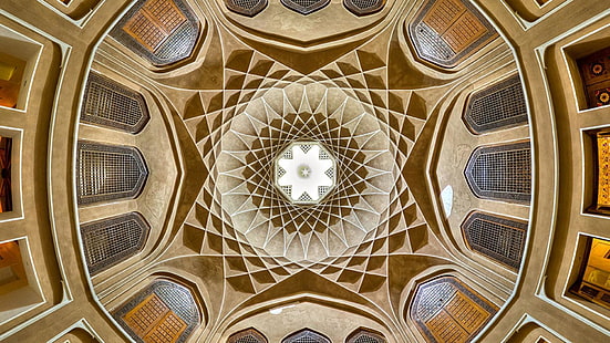 Irán, jardín, arquitectura, cúpula, simetría, patrón, círculo, techo, edificio, metal, doolat abad, Fondo de pantalla HD HD wallpaper