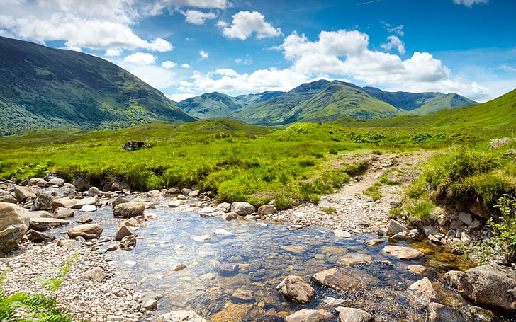 اسكتلندا بريطانيا العظمى ، المملكة المتحدة ، اسكتلندا ، الجبال ، النهر ، المناظر الطبيعية، خلفية HD