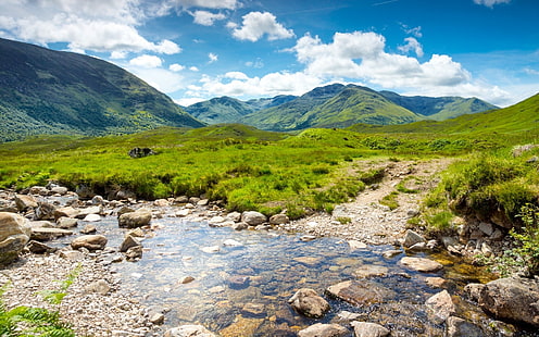 Escocia Gran Bretaña, Reino Unido, Escocia, montañas, río, paisaje, Fondo de pantalla HD HD wallpaper
