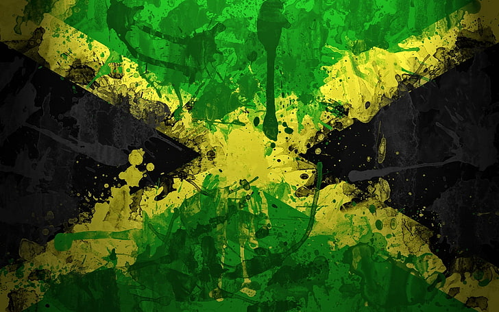 Бразилско знаме поп арт, Ямайка, флаг, цвят, символ, фон, текстура, HD тапет