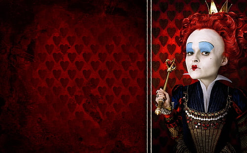 The Red Queen, Alice In Wonderland, Alice in Wonderland วอลล์เปเปอร์ Red Queen, ภาพยนตร์, Alice In Wonderland, ภาพยนตร์ปี 2010, ตัวละครของ alice in wonderland, ราชินีสีแดง, iracebeth, helena bonham carter, วอลล์เปเปอร์ HD HD wallpaper