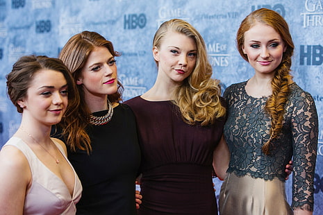 Game of Thrones, Maisie Williams, Rose Leslie, Natalie Dormer, Sophie Turner, attrice, Game of Thrones, Sfondo HD HD wallpaper