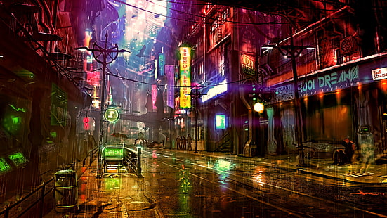 futuristik, cyberpunk, dunia masa depan, 4K, Wallpaper HD HD wallpaper