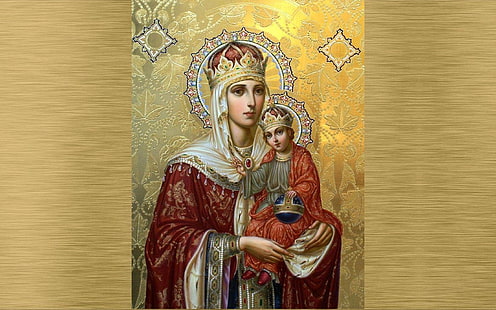 Mãe de Deus, Virgem, Rainha, Criança, Maria, Jesus, HD papel de parede HD wallpaper