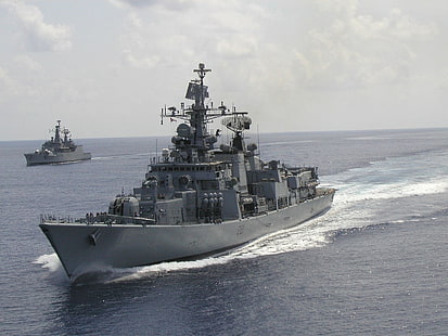 Клас Делхи, разрушител, военен кораб, индийски флот, HD тапет HD wallpaper