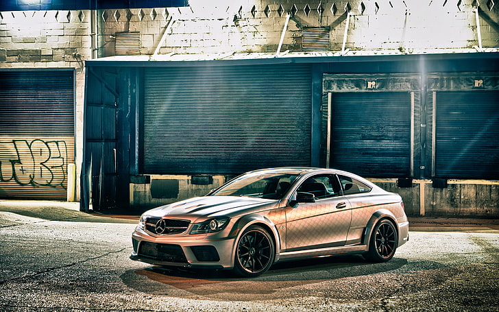 silver coupe, Mercedes-Benz, Coupe, C63 AMG, Black Series, HD wallpaper