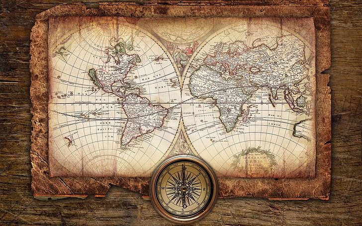 brown mappemonde, world, world map, map, HD wallpaper