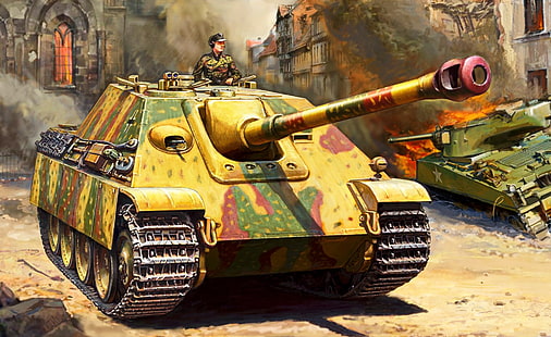 Germany, Painting, SAU, Jagdpanther, The second World war, WW2, class tank destroyers, HD wallpaper HD wallpaper