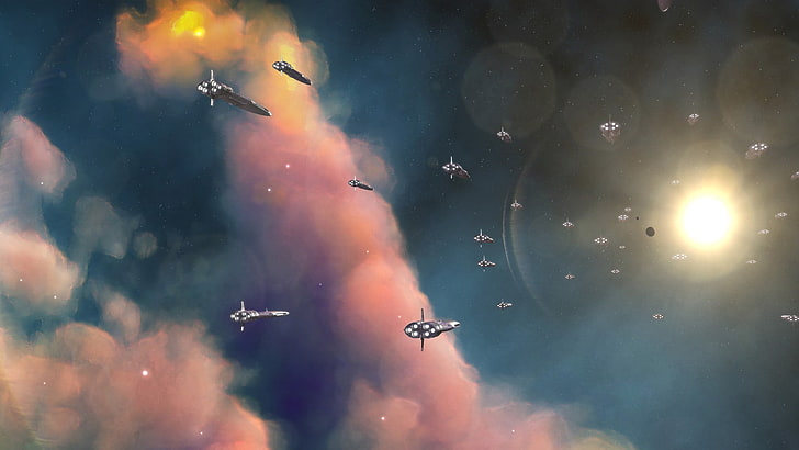 ilustrasi kapal ruang angkasa, ruang, fiksi ilmiah, Wallpaper HD