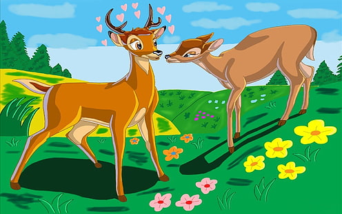 Amour entre Bambi et Faline Cartoons Walt Disney Photo Wallpaper Hd 1920 × 1200, Fond d'écran HD HD wallpaper