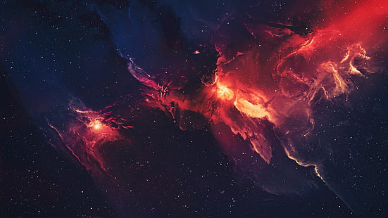 빨간 은하, 제목 없음, 은하, 공간, 별, 우주, 우주 풍경, 성운, HD 배경 화면 HD wallpaper