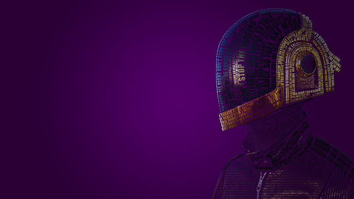 Musik Daft Punk lila Typografie Kunstwerk gezeichnet 2560x1440 Unterhaltung Musik HD Kunst, Musik, Daft Punk, HD-Hintergrundbild