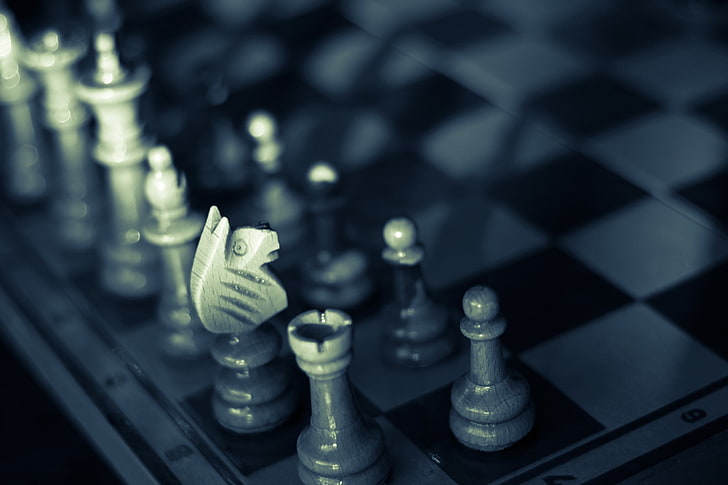 chess, board games, depth of field, pawns, gray, HD wallpaper