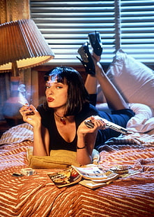  Mia Wallace, Uma Thurman, Pulp Fiction, vintage, poster, HD wallpaper HD wallpaper