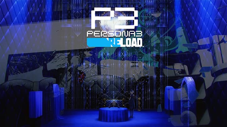Persona 3, serie Persona, sfondo blu, videogiochi, Minato Arisato, stanza di velluto, Sfondo HD