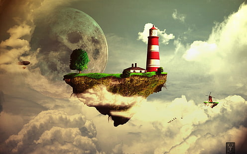 red and white lighthouse illustration, music, Gorillaz, Jamie Hewlett, HD wallpaper HD wallpaper