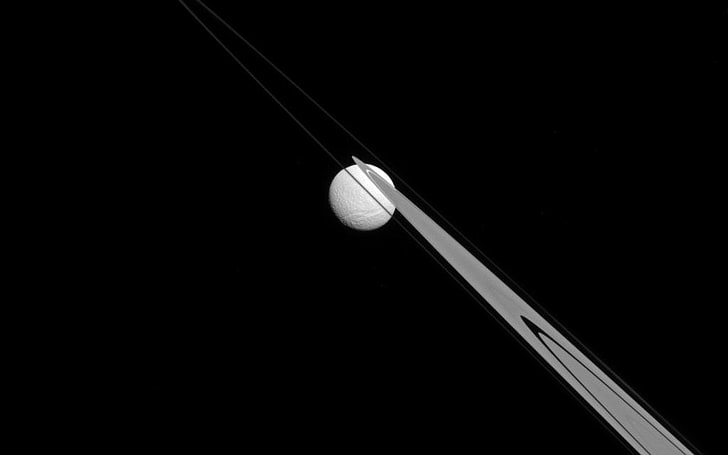 NASA, luar angkasa, Saturnus, Tethys, cincin planet, Wallpaper HD
