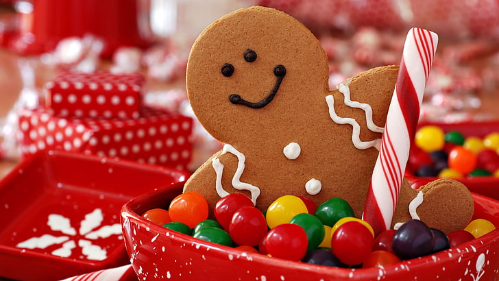 gingerbread, sweetness, food, christmas, christmas decoration, baking, holiday, christmas ornament, snack, confectionery, dessert, xmas, 8k uhd, HD wallpaper