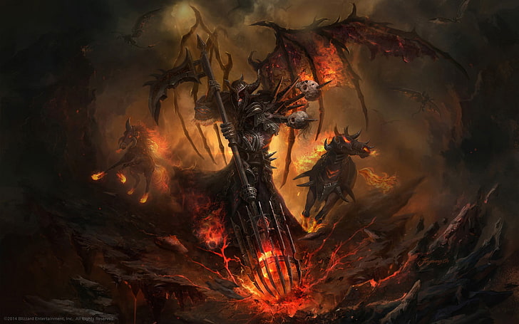 black dragon knight, World of Warcraft, Warlock, warlocks, HD wallpaper