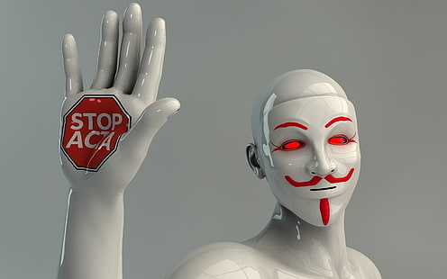 anonimowy czerwony biały rzeźba czerwone oczy maski guy fawkes 3d znaki stop acta 1920x1200 People Eyes HD Art, czerwony, anonimowy, Tapety HD HD wallpaper