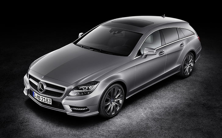 Mercedes Benz CLS Class Black Car, gray Mercedes-Benz station wagon, Cars, Mercedes, HD wallpaper