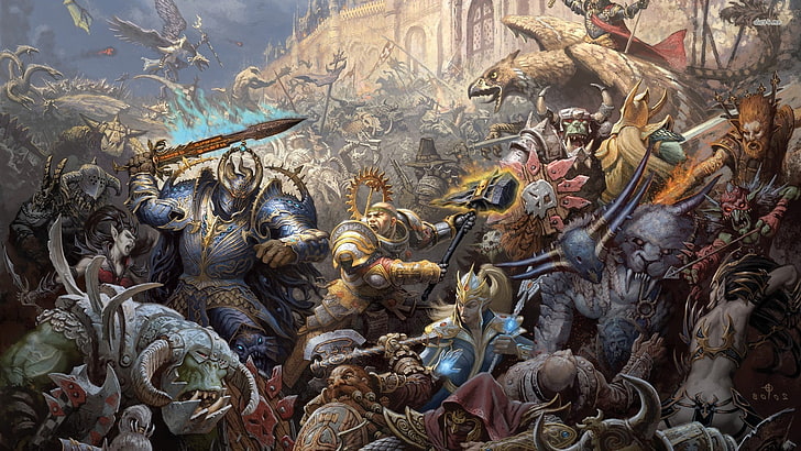 lukisan renaisans, Warhammer, perang, pertempuran, Wallpaper HD