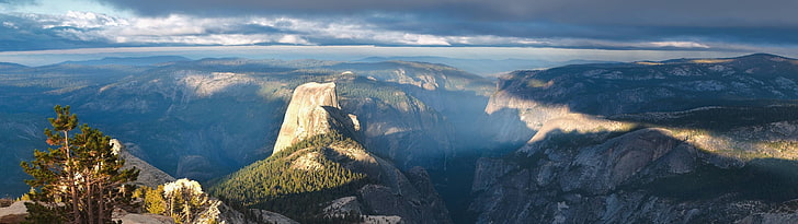 cordillera, pantalla múltiple, Half Dome, Parque Nacional de Yosemite, paisaje, Fondo de pantalla HD