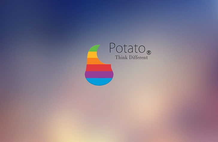 Potato think different logo, humor, Apple Inc., HD wallpaper