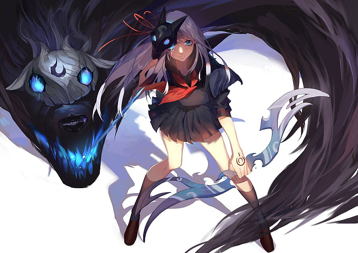 ilustração feminina de personagem de anime, League of Legends, Kindred (League of Legends), HD papel de parede