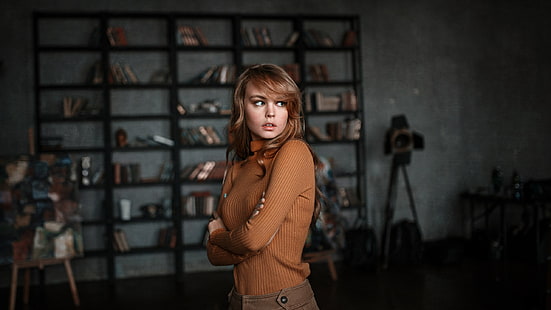 женщины, модель, женщины в помещении, портрет, Анастасия Щеглова, HD обои HD wallpaper