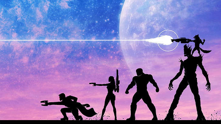 Serier, Guardians of the Galaxy, Drax The Destroyer, Gamora, Groot, Peter Quill, Rocket Raccoon, Star Lord, HD tapet