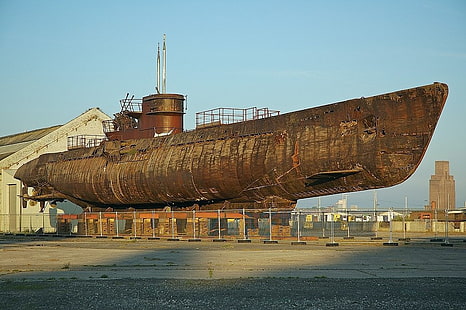 коричневая подводная лодка, военные корабли, подводная лодка, U-534, HD обои HD wallpaper