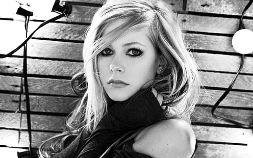 Avril Lavigne, chanteuse, célébrité, femmes, monochrome, Fond d'écran HD HD wallpaper