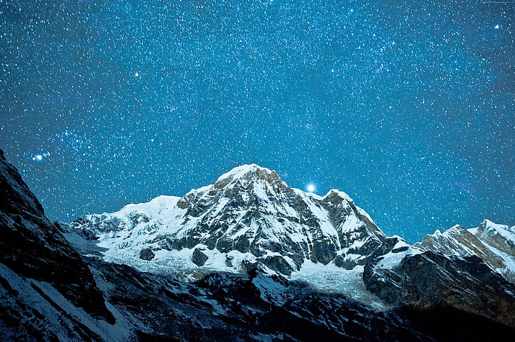 gece, 4k, Nepal, Himalayalar, 5k, yıldızlar, HD masaüstü duvar kağıdı