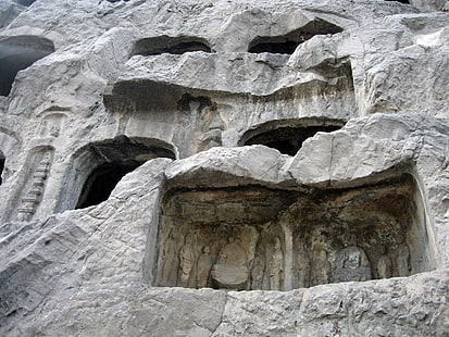 gray rock formation, longman grottoes, cave, space, design, history, HD wallpaper HD wallpaper