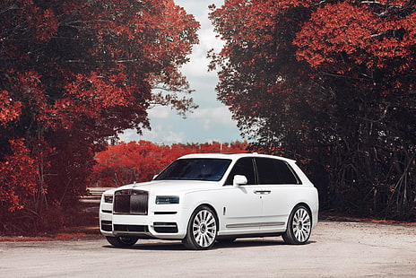 Rolls Royce, Rolls-Royce Cullinan, bil, lyxbil, Rolls-Royce, SUV, fordon, vit bil, HD tapet HD wallpaper