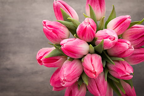 ピンクの花の花束、花、花束、チューリップ、ピンク、白、新鮮な、美しい、春、 HDデスクトップの壁紙 HD wallpaper