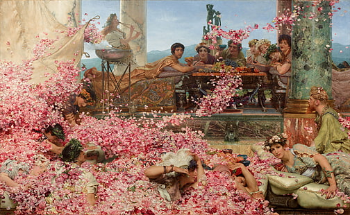 classical art, Europe, Lawrence Alma-Tadema, 1888, The Roses of Heliogabalus, 1888 (Year), painting, HD wallpaper HD wallpaper