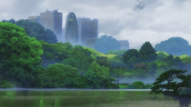 Makoto Shinkai, nature, anime, The Garden of Words, HD wallpaper