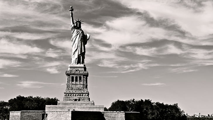 Statue, Monochrome, Statue of Liberty, Photography, statue of liberty, statue, monochrome, statue of liberty, HD wallpaper