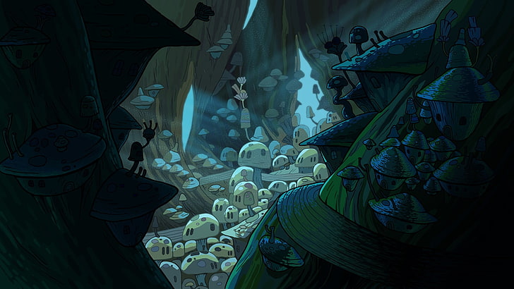 illustration de la ville forestière, Adventure Time, Fond d'écran HD